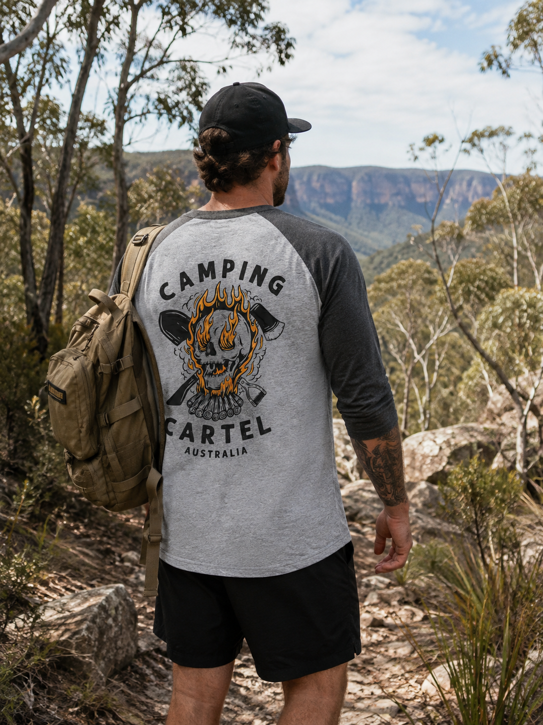 Skull Fire Raglan Tee